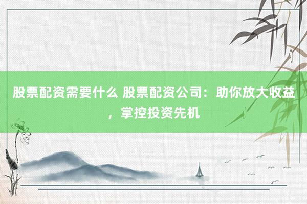 股票配资需要什么 股票配资公司：助你放大收益，掌控投资先机